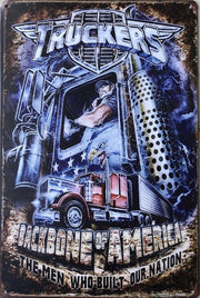 TRUCKERS Garage Rustic Vintage Metal Tin Signs Man Cave, Shed and Bar Sign