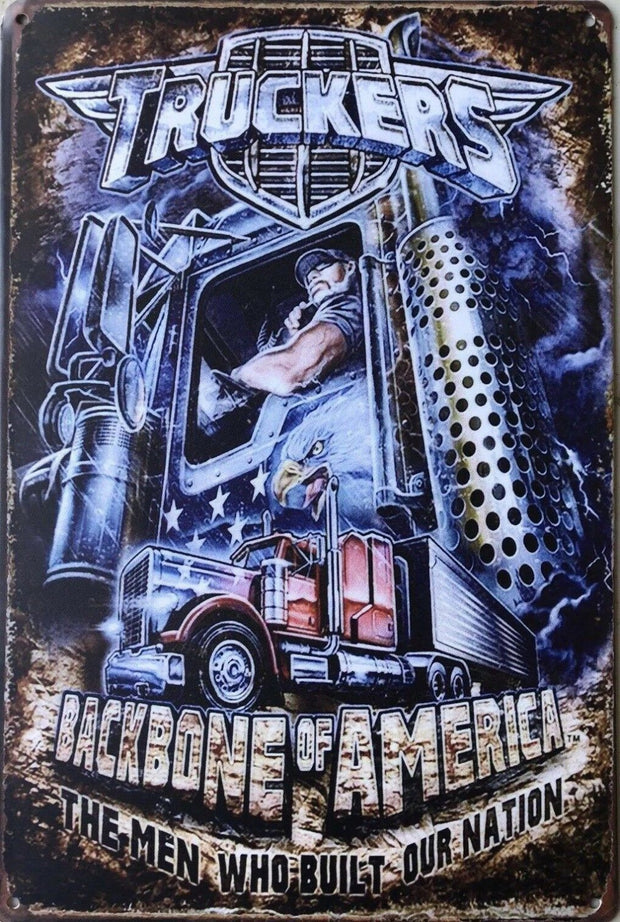 TRUCKERS Garage Rustic Vintage Metal Tin Signs Man Cave, Shed and Bar Sign