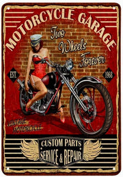 TWO WHEELS FOREVER Retro/ Vintage Tin Metal Sign Man Cave, Wall Home Decor, Shed-Garage, and Bar