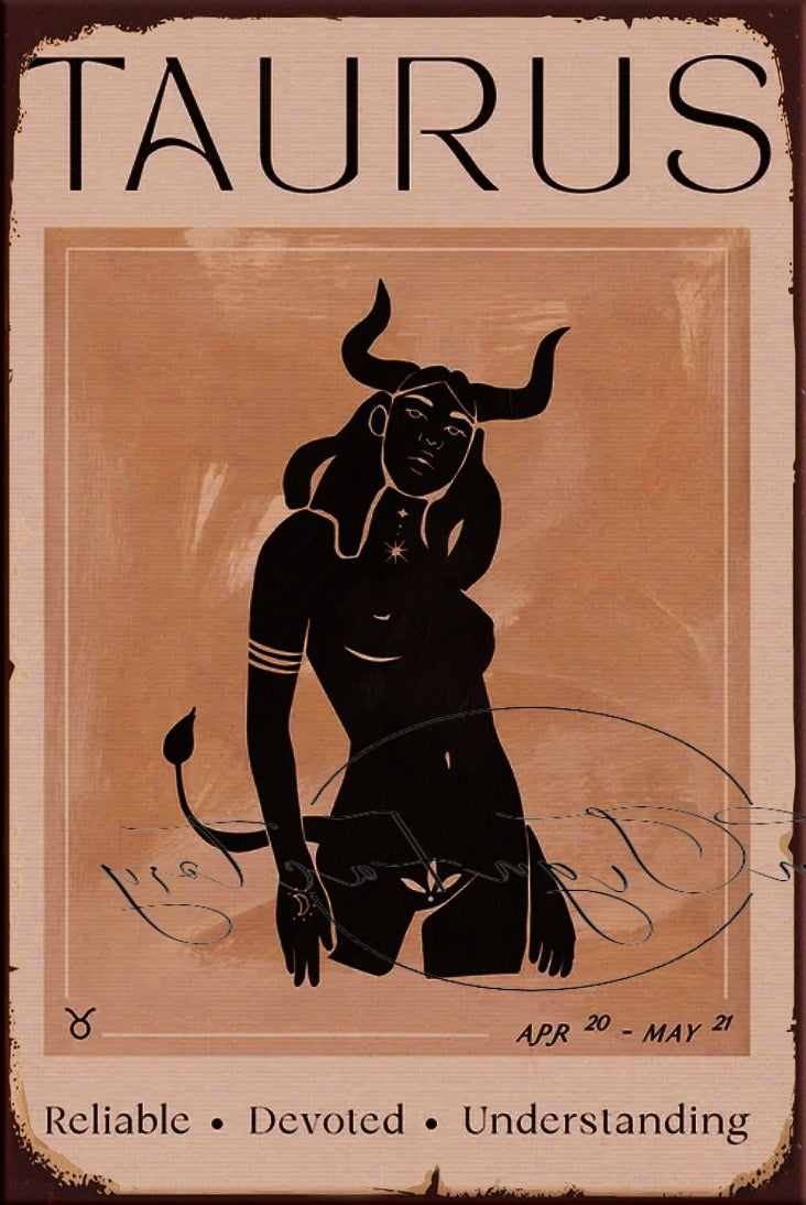 TAURUS POSTER Retro/ Vintage Tin Metal Sign Man Cave, Wall Home Décor, Shed-Garage, and Bar