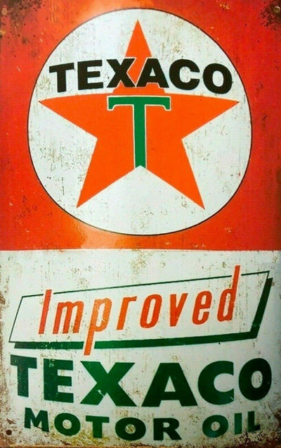 Texaco Improved Motor Oil tin metal sign MAN CAVE brand new