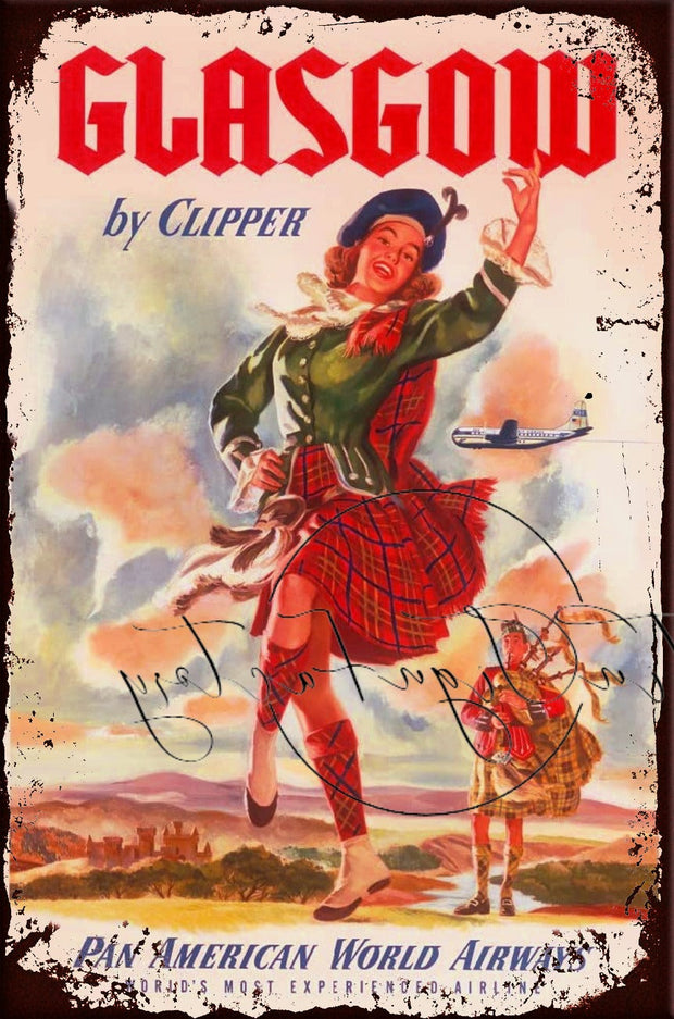 THE GLASGOW Retro/ Vintage Tin Metal Sign Man Cave, Wall Home Décor, Shed-Garage, and Bar 
