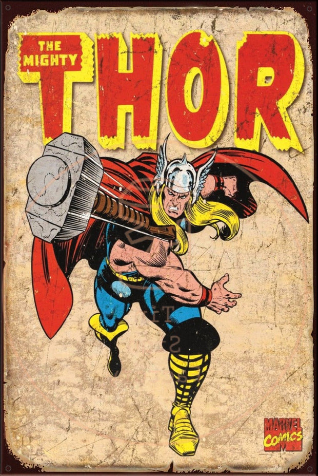 THE MIGHTY THOR Rustic Look Vintage Shed-Garage and Bar Man Cave Tin Metal Sign