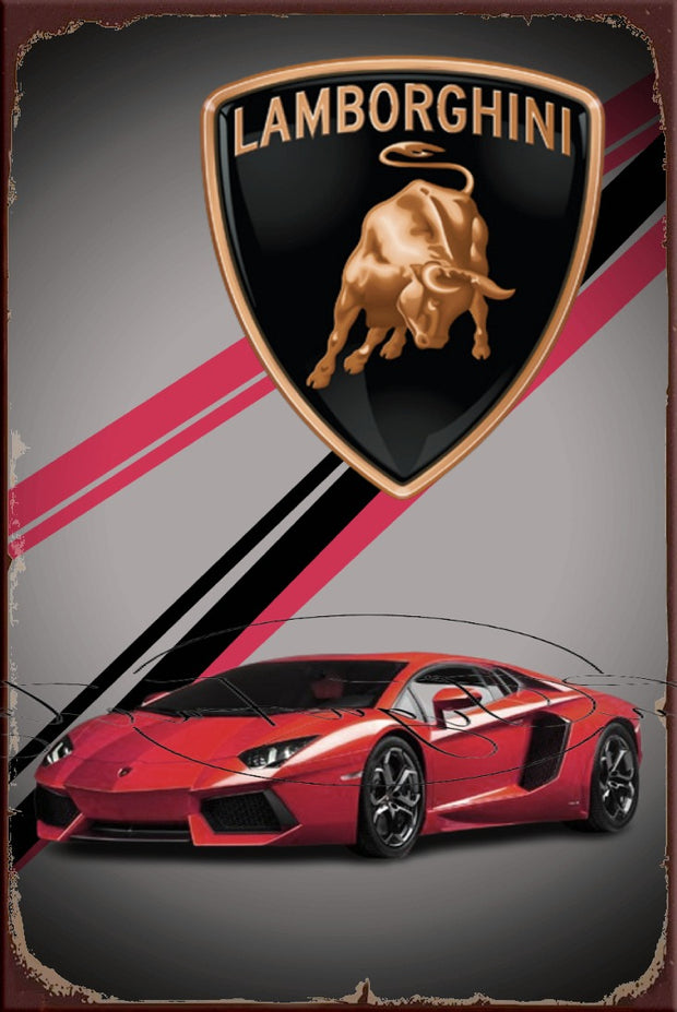 THE LAMBORGHINI Retro/ Vintage Tin Metal Sign, Wall Art Home Décor, Shed-Garage, and Bar