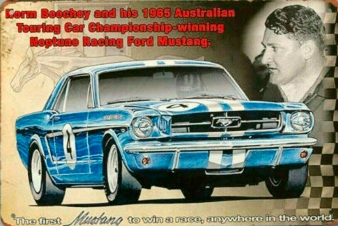 The First Mustang tin metal sign MAN CAVE brand new - Tin Sign Factory Australia