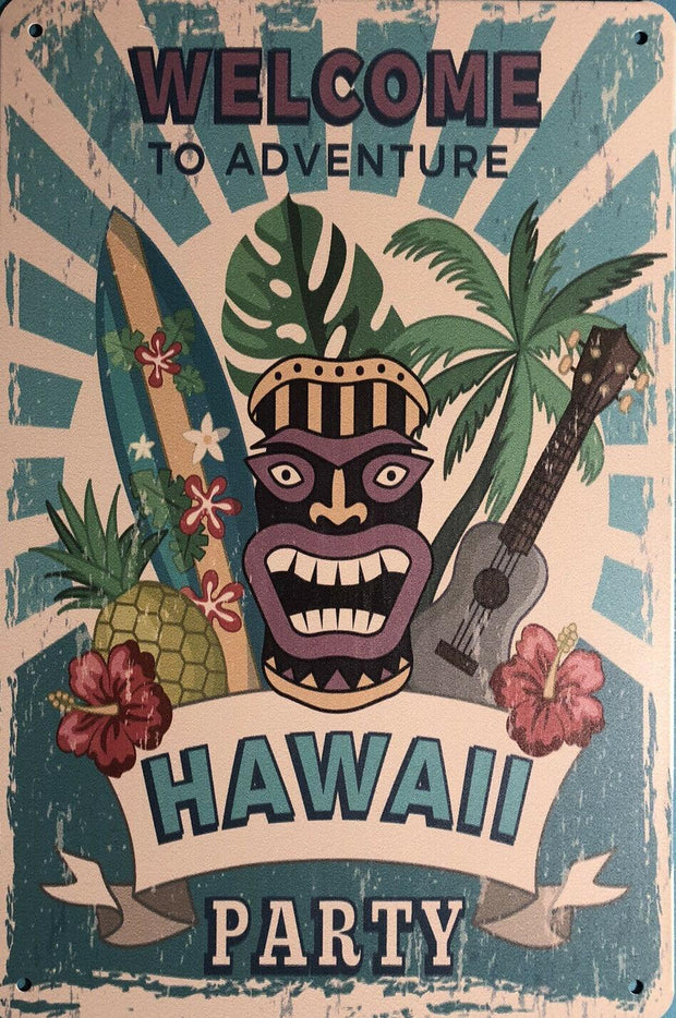 Tiki Bar Open Garage Rustic Look Vintage Tin Signs Man Cave, Shed and Bar Sign
