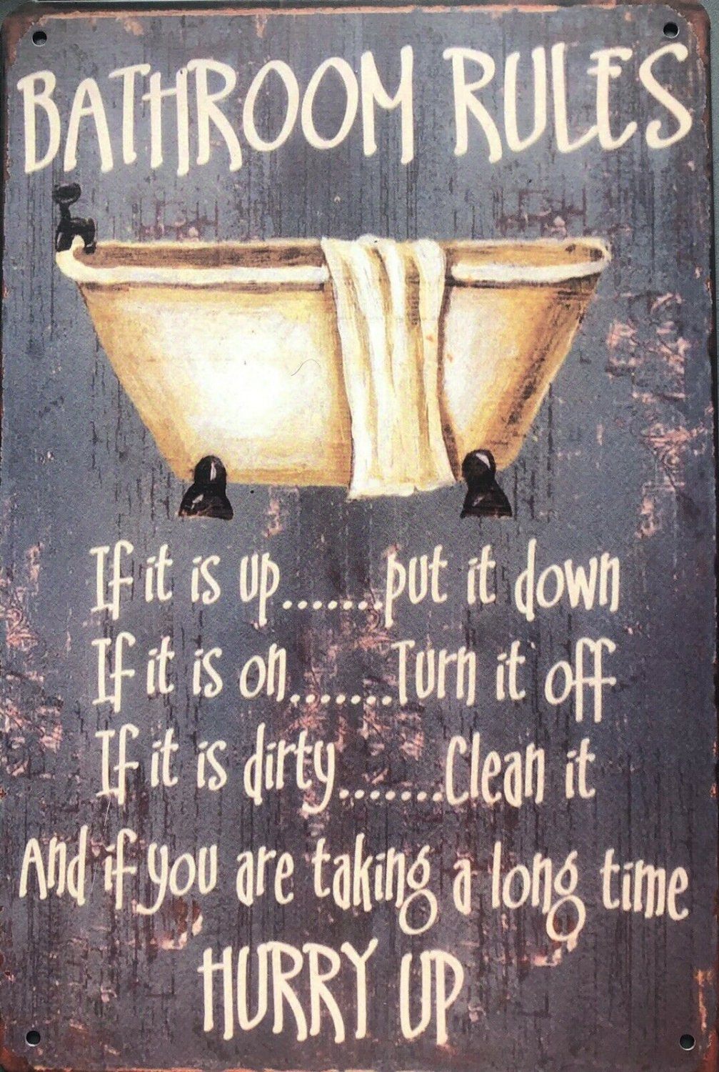 Toilet, Bathroom Garage Rustic Vintage Metal Tin Signs Man Cave, Shed,Bar,Home - Tin Sign Factory Australia