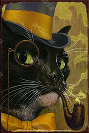 TOPHAT MONOCLE CAT Retro/ Vintage Tin Metal Sign Man Cave, Wall Home Décor, Shed-Garage, and Bar