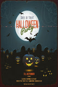 TRICK OR TREAT HALLOWEEN PARTY Halloween Funny Rustic Retro/Vintage Wall Café or Bar Tin Metal Sign