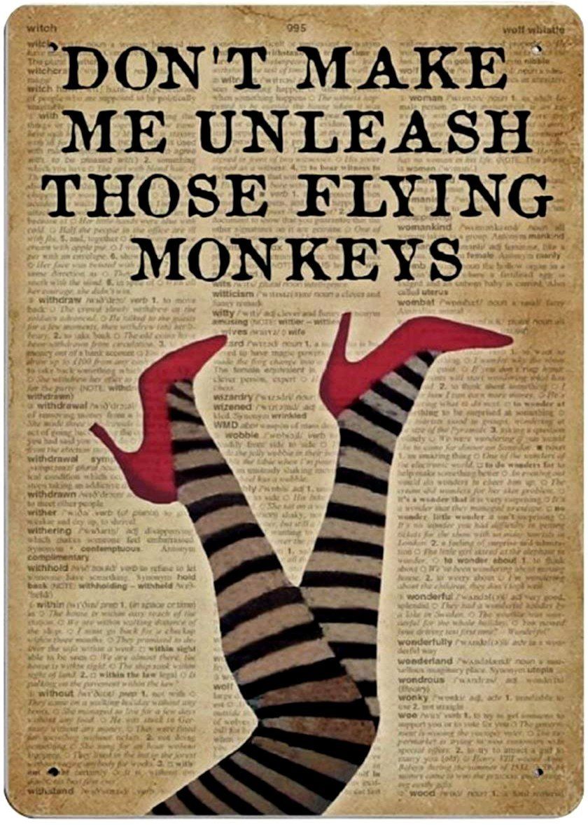 UNLEASH FLYING MONKEYS Retro/ Vintage Tin Metal Sign Man Cave, Wall Home Decor, Shed-Garage, and Bar