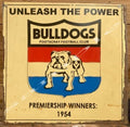 UNLEASH THE POWER Bulldogs Footscray Football Club Metal Sign 40x 40 cm