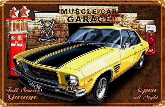 MUSCLE CAR V8 SPECIALIST Retro Rustic Look Vintage Tin Metal Sign Man Cave, Shed-Garage, and Bar