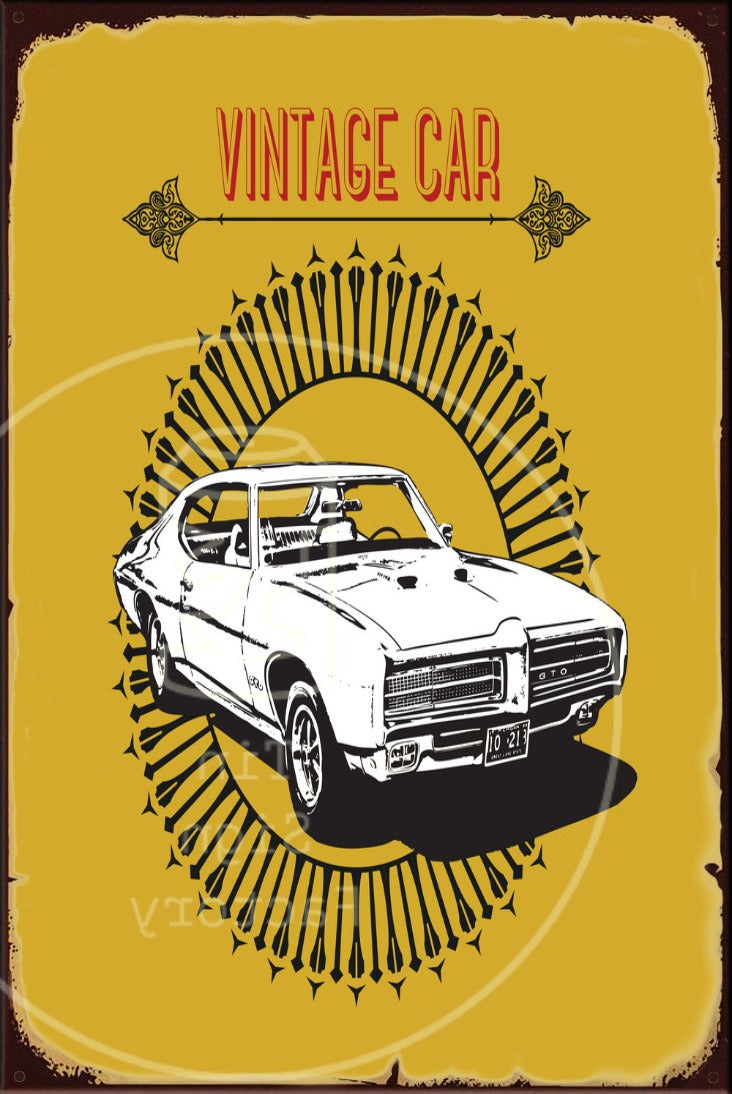 VINTAGE CAR Rustic Look Shed-Garage and Bar Man Cave Tin Metal Sign
