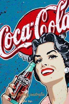 VINTAGE COCA-COLA Retro Rustic Look Vintage Tin Metal Sign Man Cave, Shed-Garage, and Bar