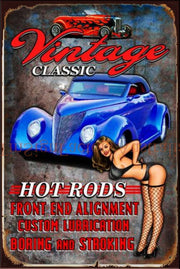 CLASSIC HOT ROD Vintage Retro Rustic Café Bar Plaques Man Cave Metal Sign