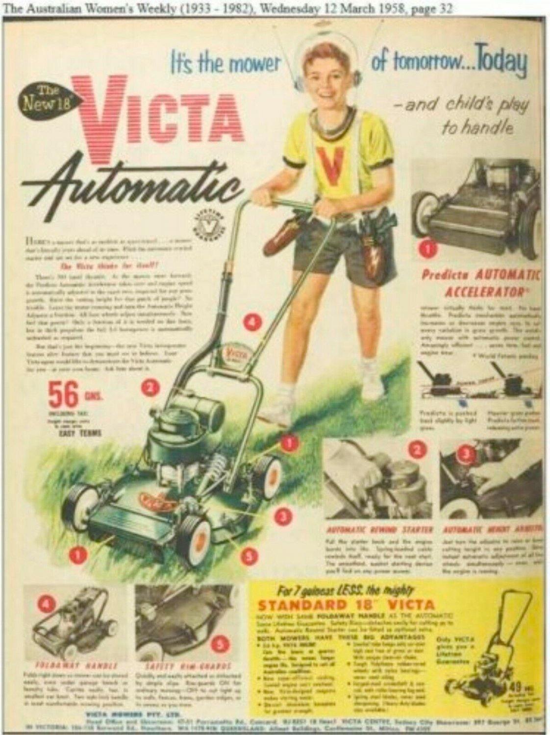 Victa, Lawn Mower tin metal sign MAN CAVE brand new