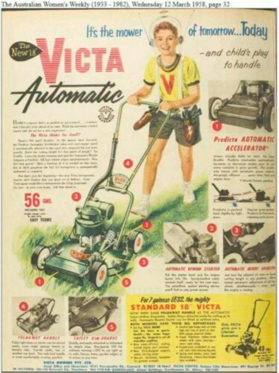 Victa, Lawn Mower tin metal sign MAN CAVE brand new - Tin Sign Factory Australia