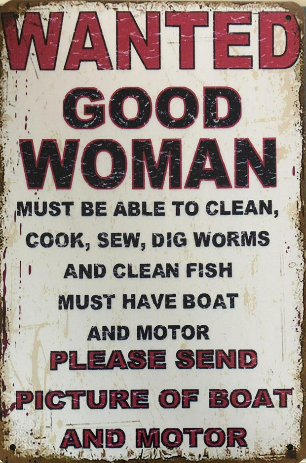 WANTED WARNING Garage Rustic Look Vintage Metal Tin Signs Man Cave,Shed and Bar