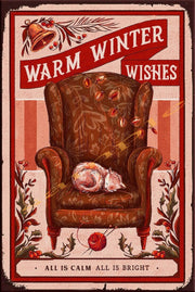 WARM WINTER Holiday Seasonal Home Resto Wall Café Bar Décor Tin Metal Sign