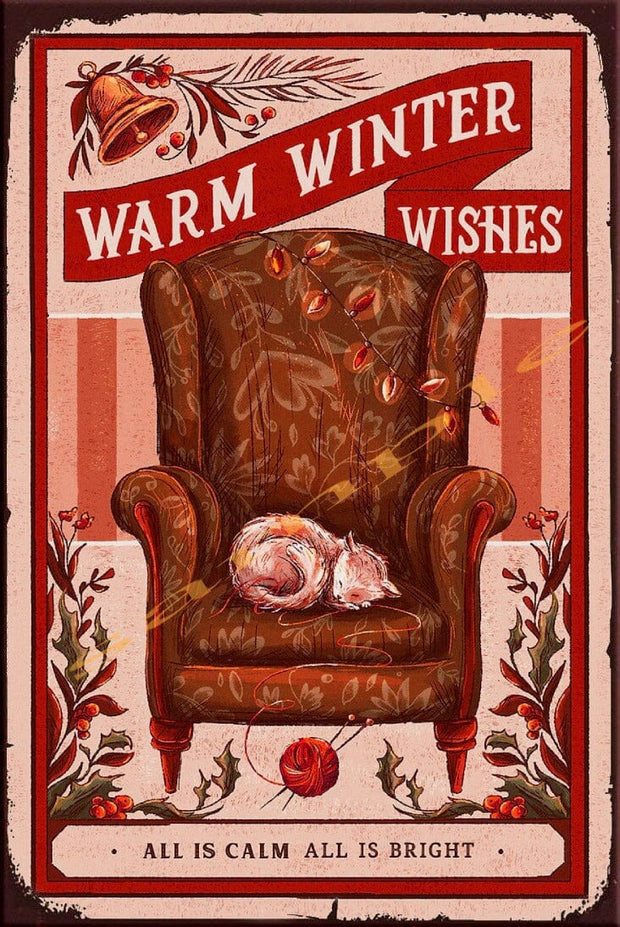 WARM WINTER Holiday Seasonal Home Resto Wall Café Bar Décor Tin Metal Sign