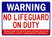 WARNING- NO LIFEGUARD Retro/ Vintage Tin Metal Sign Man Cave, Wall Home Decor, Shed-Garage, and Bar