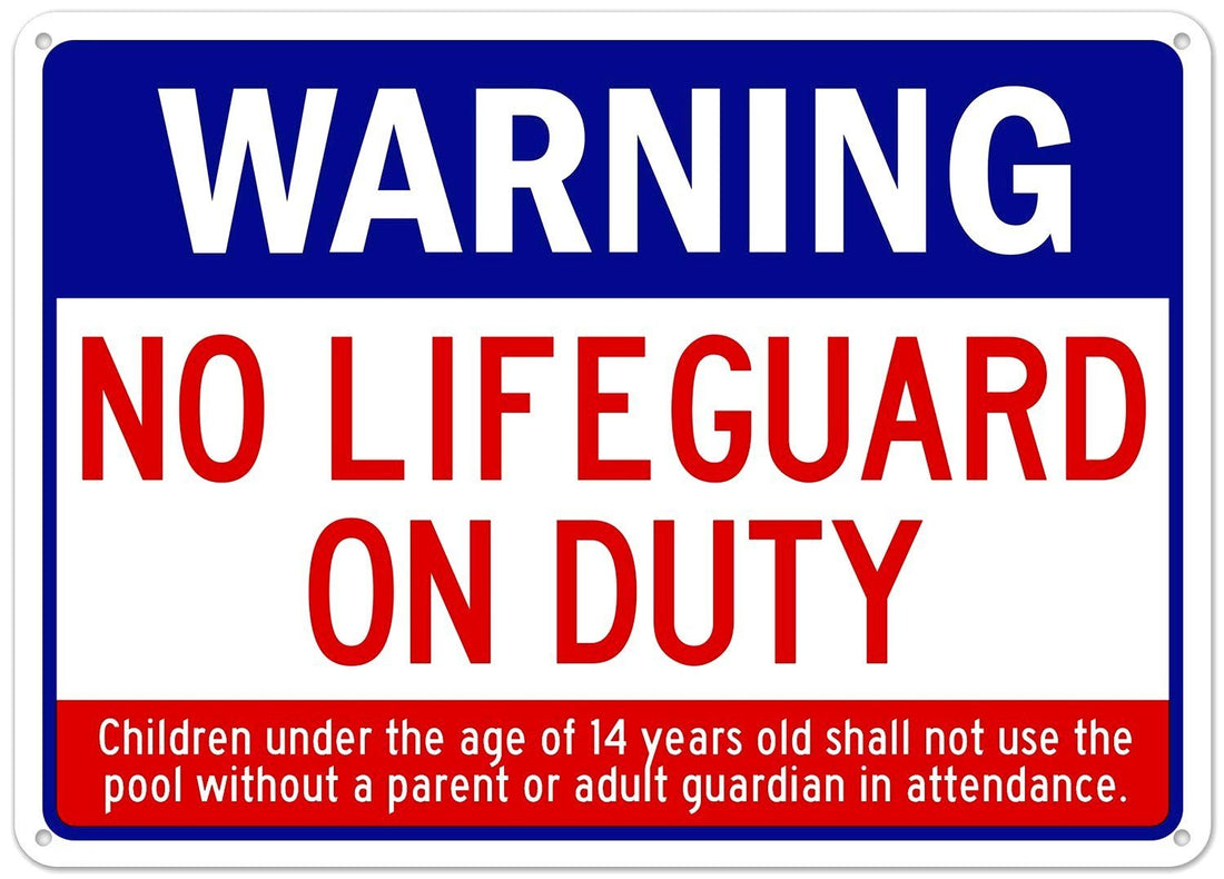WARNING- NO LIFEGUARD Retro/ Vintage Tin Metal Sign Man Cave, Wall Home Decor, Shed-Garage, and Bar