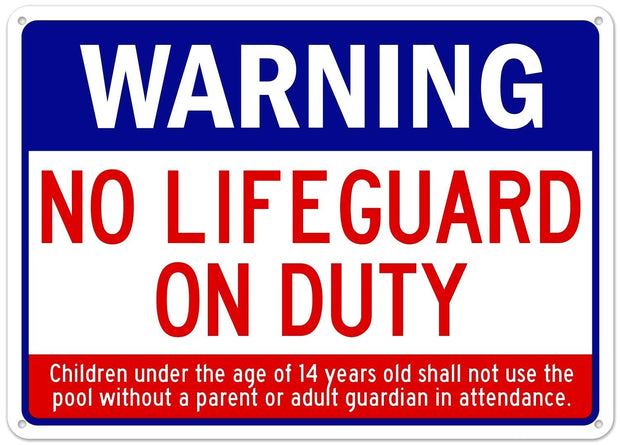 WARNING- NO LIFEGUARD Retro/ Vintage Tin Metal Sign Man Cave, Wall Home Decor, Shed-Garage, and Bar