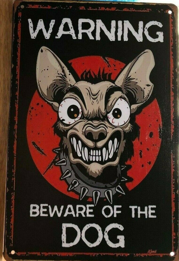 WARNING DOG Rustic Look Vintage Tin Metal Sign Man Cave Shed-Garage and Bar