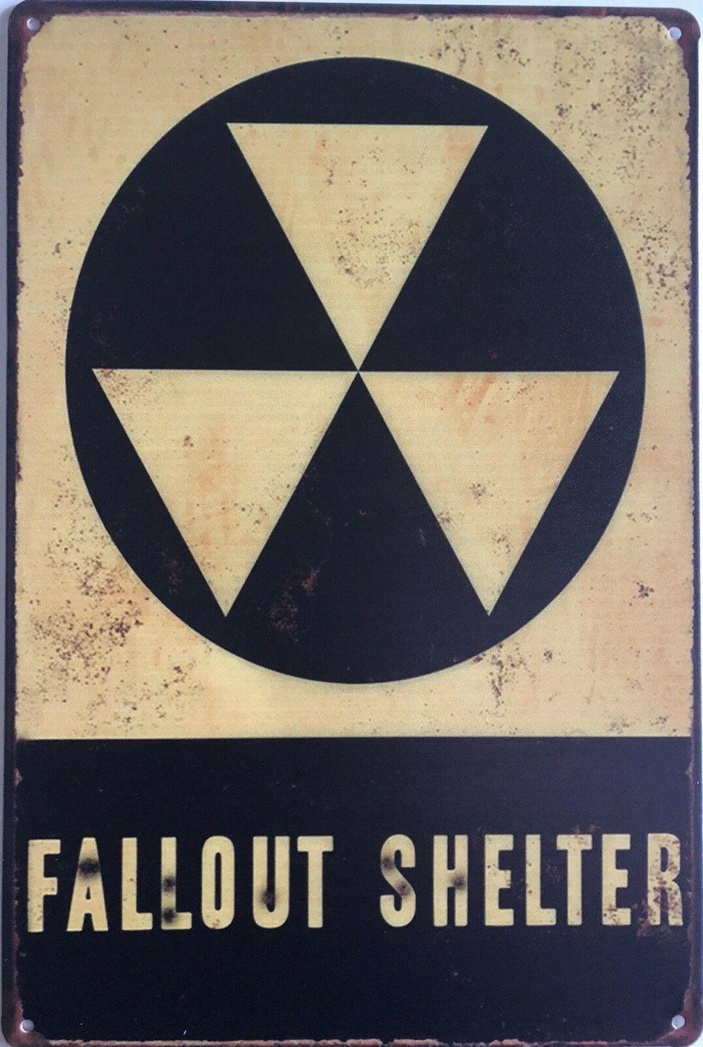 WARNING FALLOUT Garage Rustic Look Vintage Tin Signs Man Cave Shed and