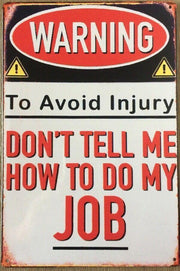 WARNING Garage Rustic Look Vintage Tin Signs Man Cave, Shed and Bar Si