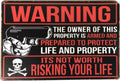 WARNING Garage Rustic Vintage Metal Tin Sign Man Cave,Garage,Shed Bar - Tin Sign Factory Australia
