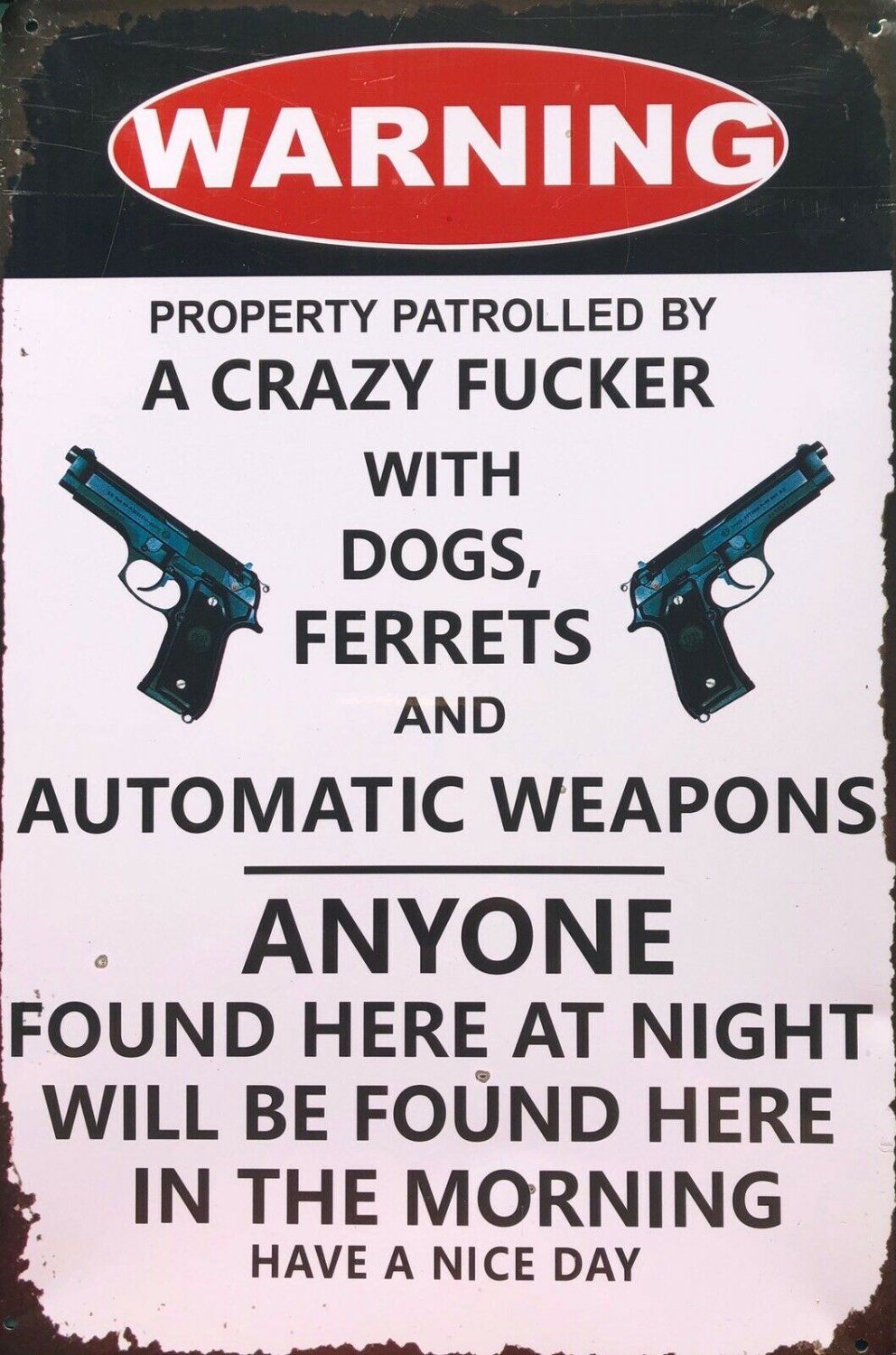 WARNING Garage Rustic Look Vintage Metal Tin Signs Man Cave, Shed and Bar Sign - Tin Sign Factory Australia