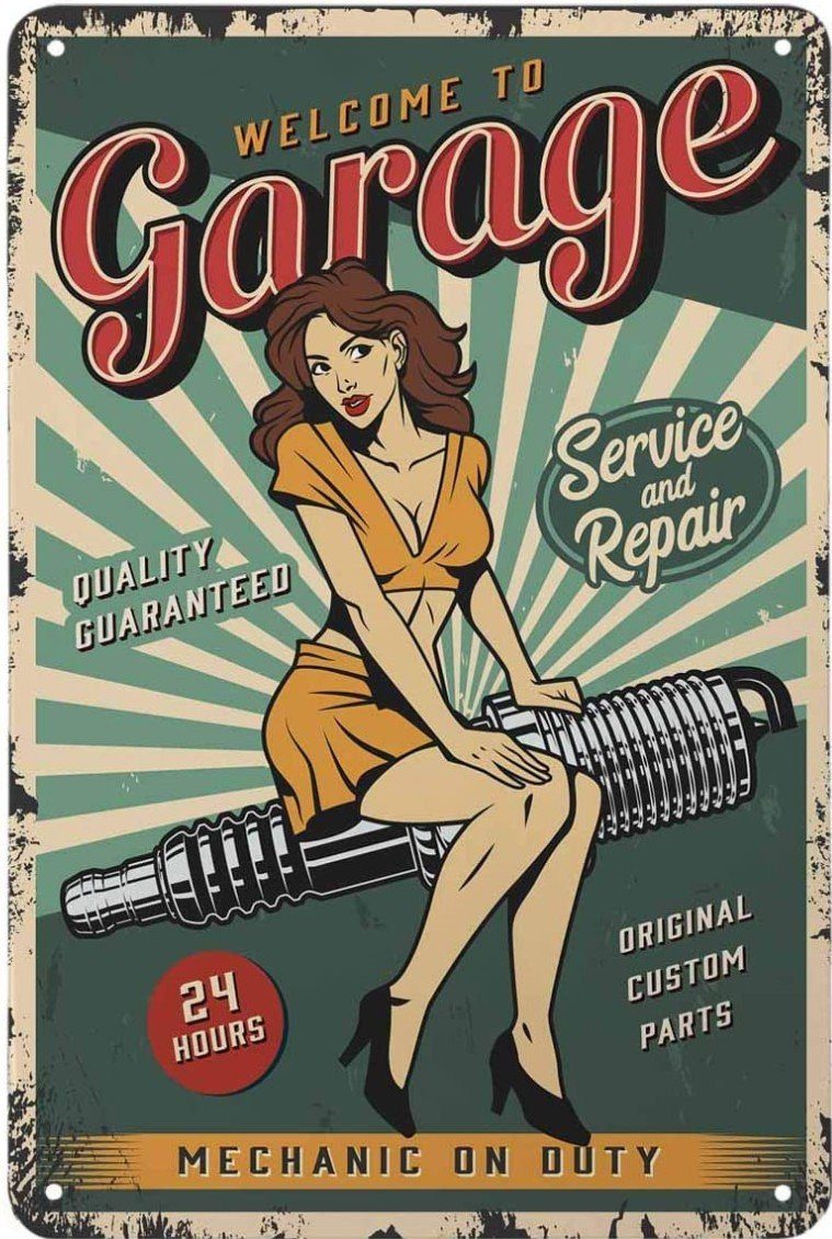 WELCOME TO GARAGE Retro/ Vintage Tin Metal Sign Man Cave, Wall Home Decor, Shed-Garage, and Bar