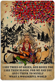 I SEE TREES OF GREEN Retro/ Vintage Tin Metal Sign Man Cave, Wall Home Decor, Shed-Garage, and Bar
