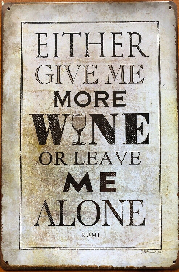 WINE Garage Rustic Look Vintage Metal Tin Signs Man Cave, Shed and Bar Sign