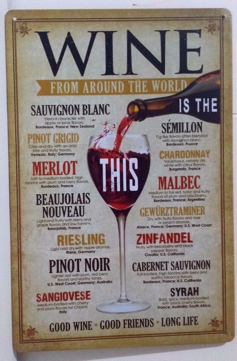 WINE Tin Metal Sign Rustic Look .. MAN CAVE . brand new. AU SELLER - Tin Sign Factory Australia