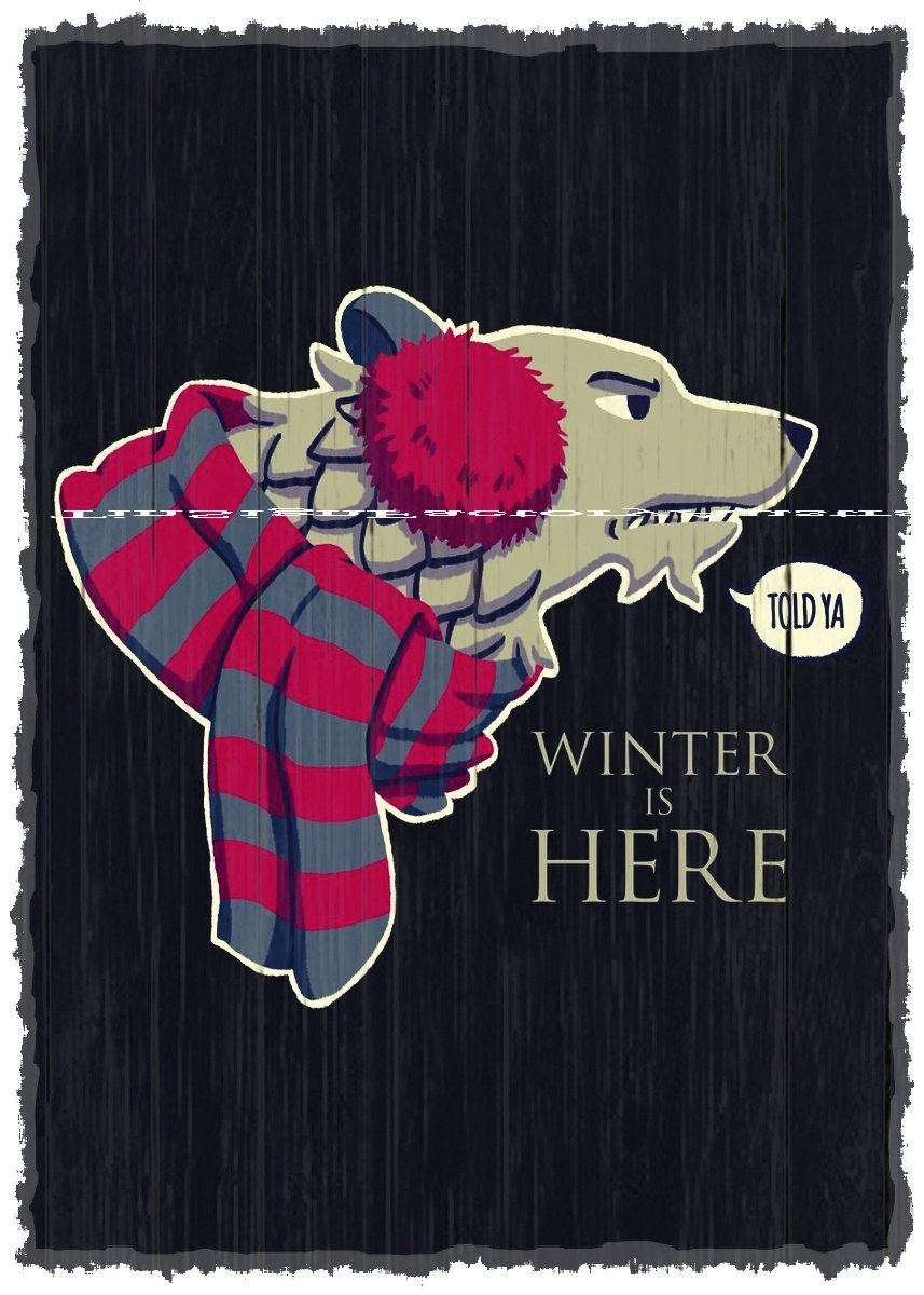 WINTER IS HERE-STARK Retro Rustic Look Vintage Tin Metal Sign Man Cave, Shed-Garage, and Bar