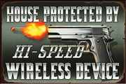 WIRELESS PROTECTION DEVICE Vintage Retro Rustic Garage Wall Man Cave Metal Sign
