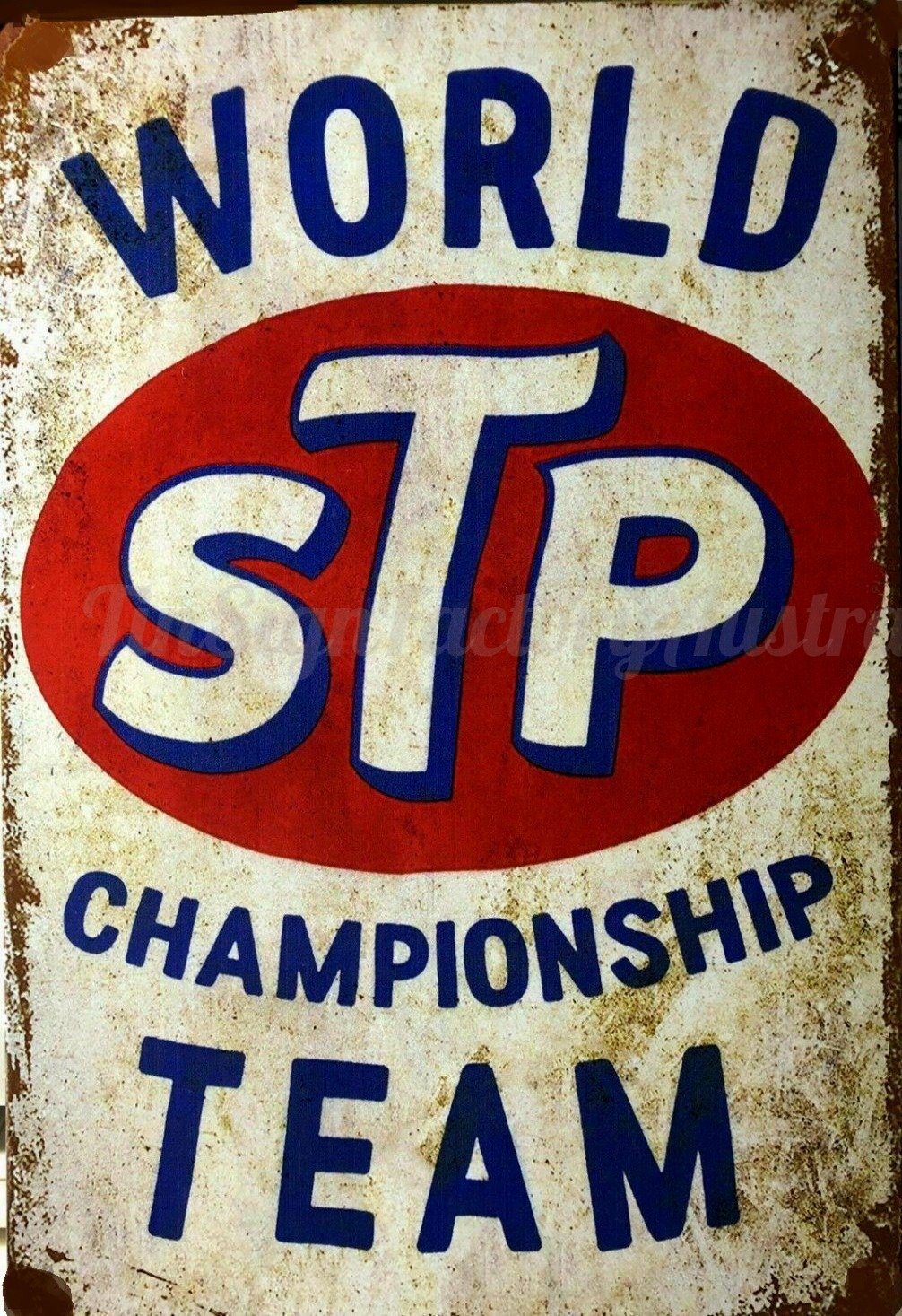 WORLD STP CHAMPIONSHIP TEAM Rustic Retro/Vintage Home Garage Wall Cafe Resto or Bar Tin Metal Sign