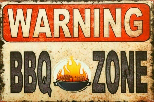 Warning BBQ Zone tin metal sign MAN CAVE brand new