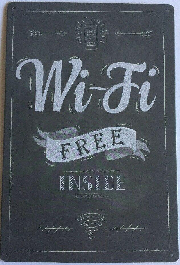 Wifi Free Garage Rustic Vintage Metal Tin Signs Man Cave, Shed and Bar Sign