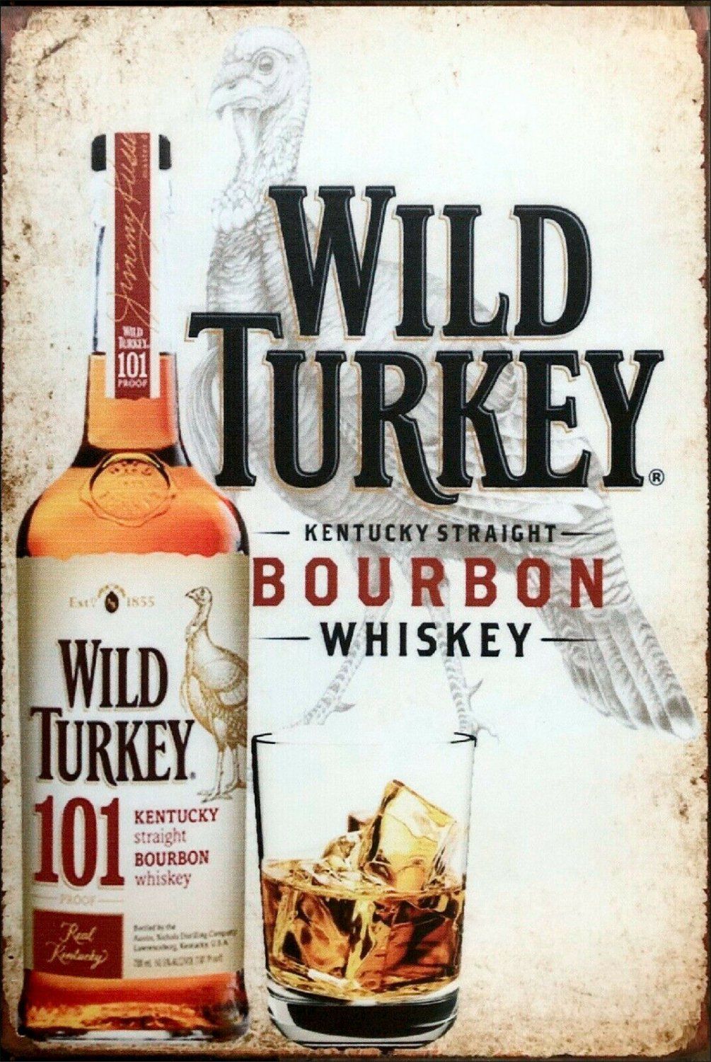 Wild Turkey bourbon beverage bar brand new. tin metal sign MAN CAVE - Tin Sign Factory Australia