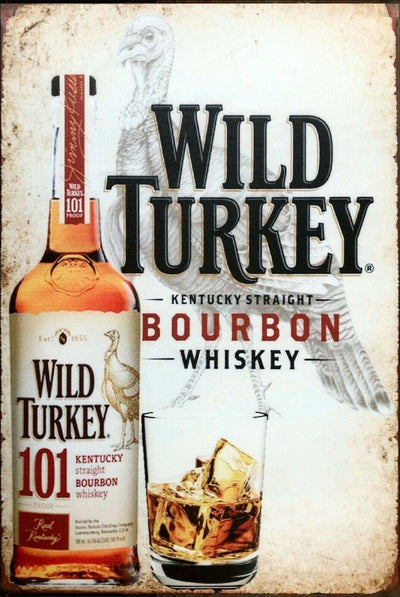 Wild Turkey bourbon beverage bar brand new. tin metal sign MAN CAVE