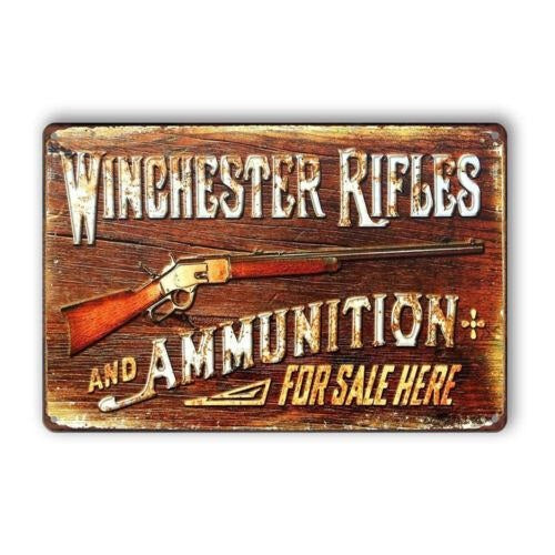 Winchester Rifles Ammunition Tin Sign Rustic MAN CAVE Bar