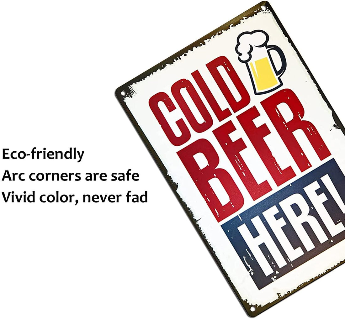 Cold Beer Here Vintage Retro Rustic Metal Tin Sign Pub Wall Deor Art 20x30 cm