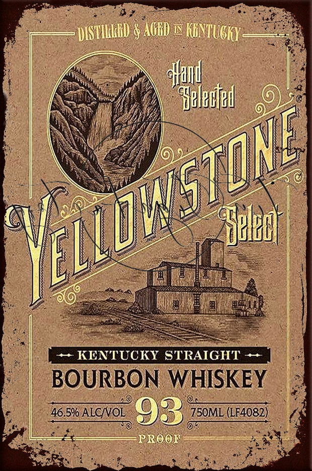 YELLOWSTONE SELECT Retro/ Vintage Tin Metal Sign Man Cave, Wall Home Décor, Shed-Garage, and Bar