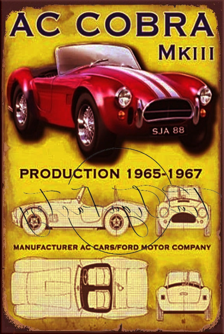 AC COBRA Retro/ Vintage Tin Metal Sign Man Cave, Wall Home Décor, Shed-Garage, and Bar