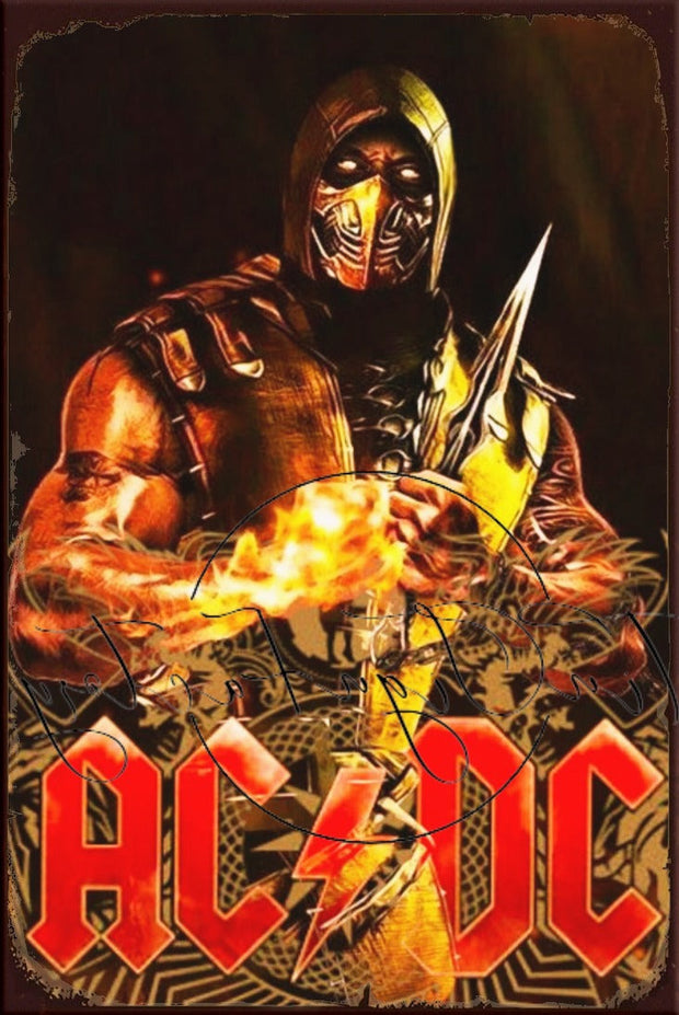 ACDC SCORPION Retro/ Vintage Tin Metal Sign Man Cave, Wall Home Décor, Shed-Garage, and Bar