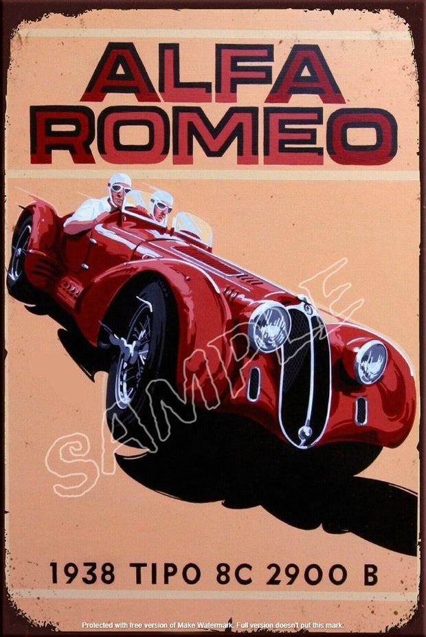 ALFA ROMEO Retro/ Vintage Tin Metal Sign Man Cave, Wall Home Décor, Shed-Garage, and Bar
