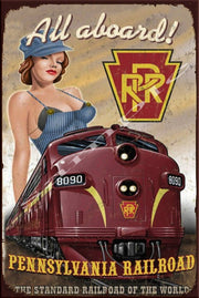 ALL ABOARD Retro/ Vintage Home Décor, Shed-Garage and Bar Tin Metal Sign